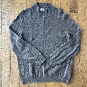 Vintage Benetton 100% Merino Wool Half Zip Sweater Mens Brown Mock Neck 90s